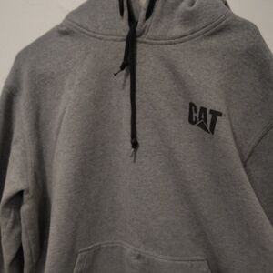 CAT Workwear Hoodie XL – Gray with Black Letters – Pullover Style – Very Clean